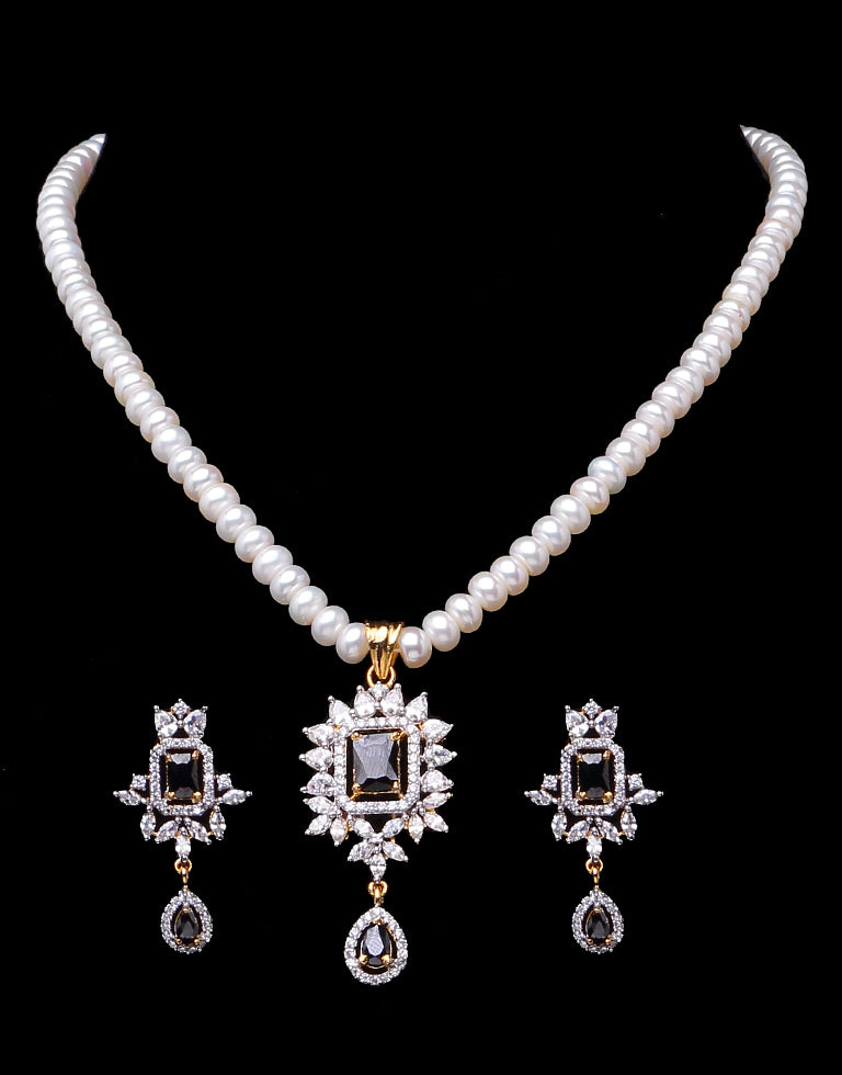 Slaty and White Freshwater Pearl Set