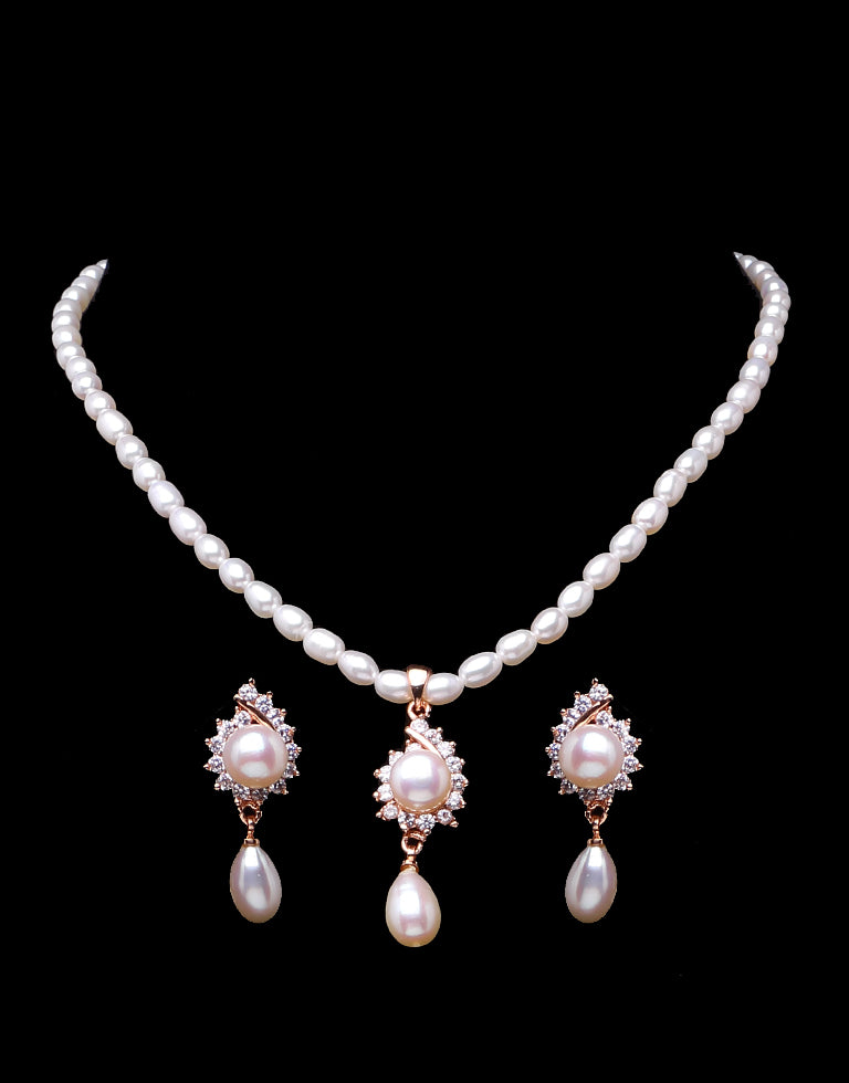 Oval Beaded Freshwater Cultured Pearl Set