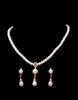 White Round Beaded Freshwater Pearl Set with Drop Shaped Dangled Pearls
