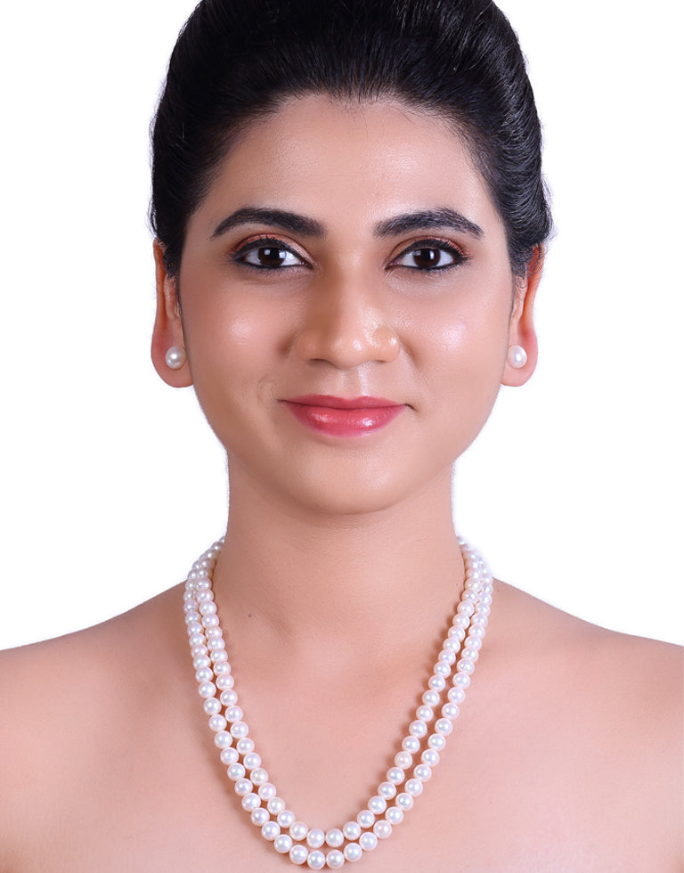 Luxurious Double-Strand Freshwater round Pearl Necklace