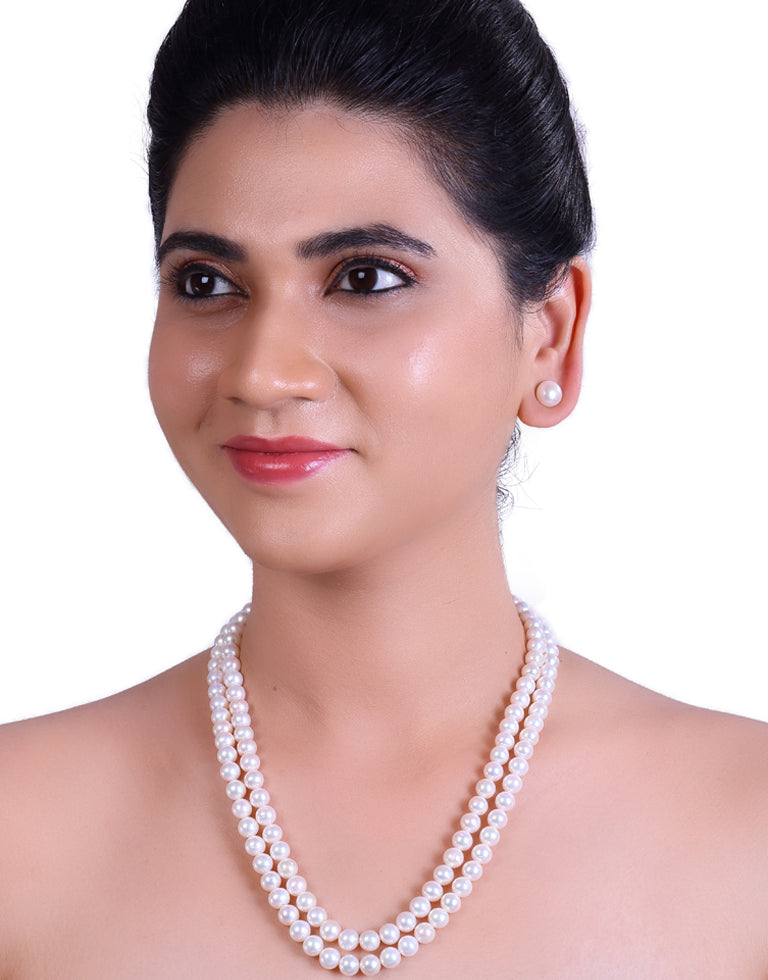 Luxurious Double-Strand Freshwater round Pearl Necklace