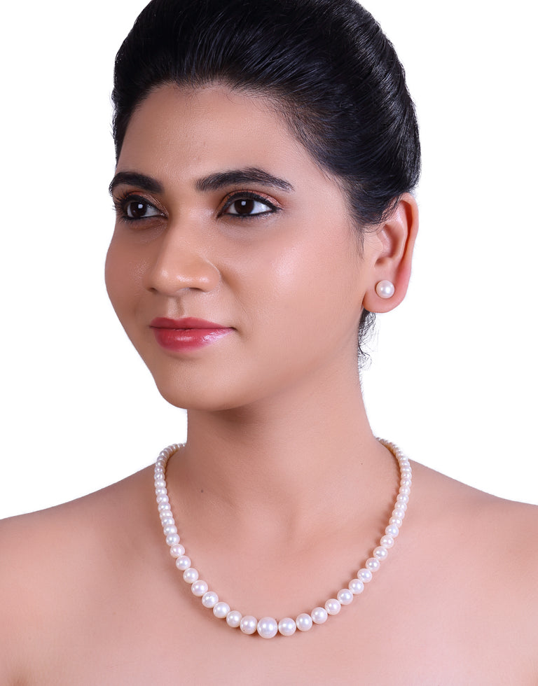 The Exquisite Round White Freshwater Pearl Graded Necklace