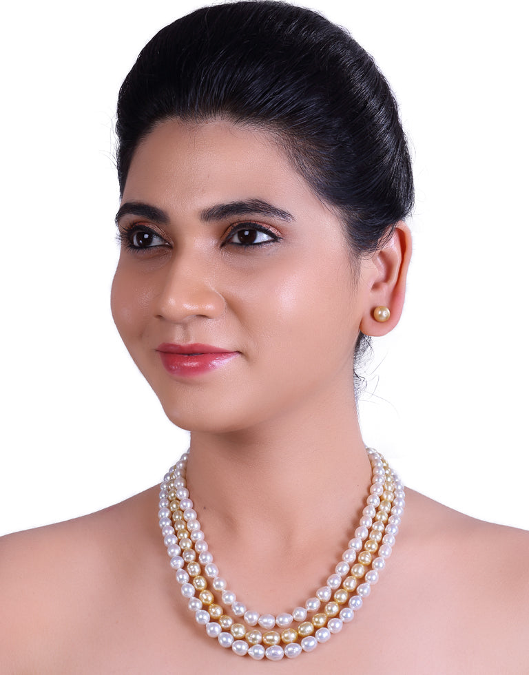 White & Golden South Sea Drop Shape Pearl Necklace, 7.0-8.9mm – AA Quality