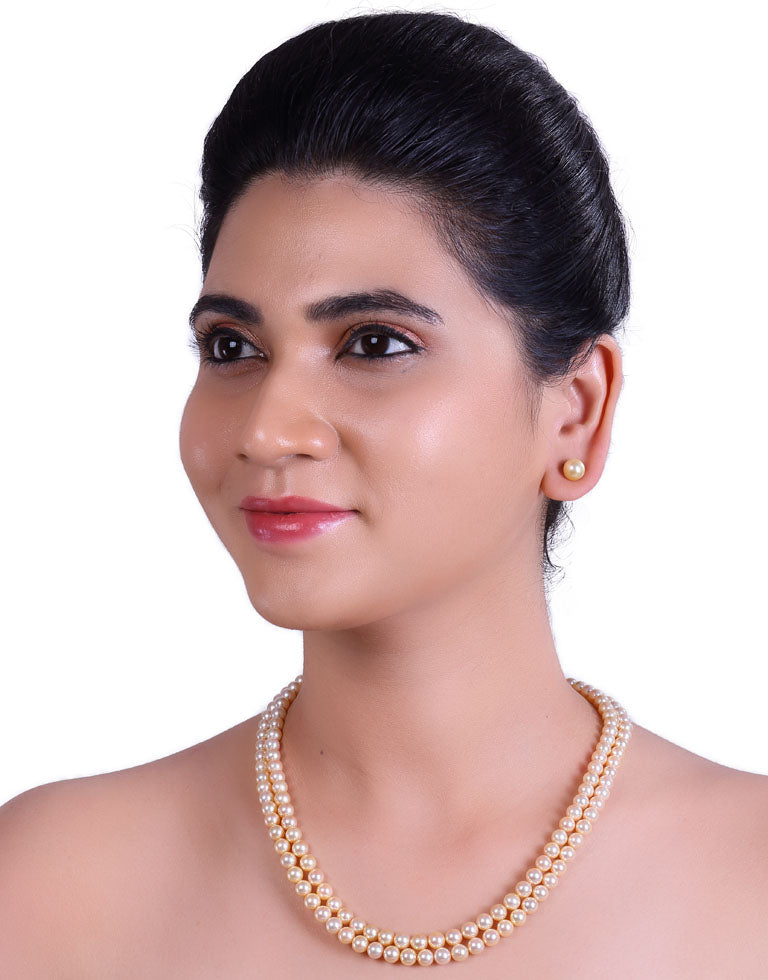 Round Golden Japanese Akoya Saltwater Pearl Necklace, 6-7mm – AAA Quality