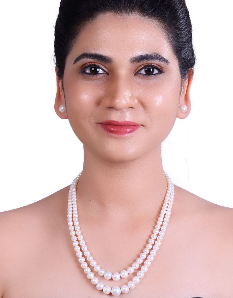 The Classic Round White Freshwater Pearl Graded Necklace