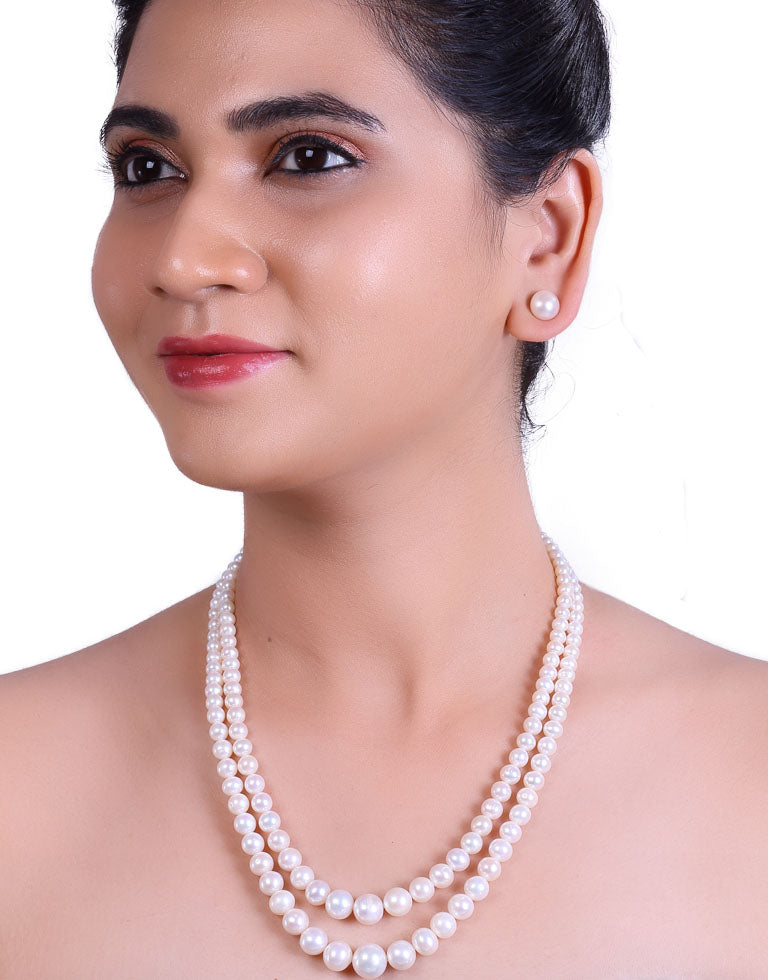 The Classic Round White Freshwater Pearl Graded Necklace