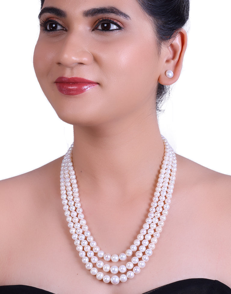 The Flawless Round White Freshwater Graded Pearl Necklace