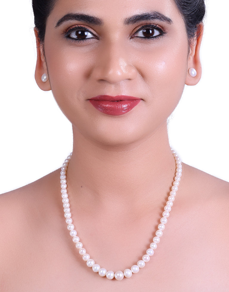 The Magnificent Round White Freshwater Graded Pearl Necklace