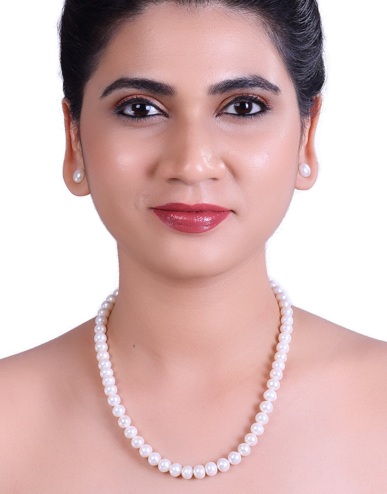 Finest Round White Freshwater Pearl Necklace