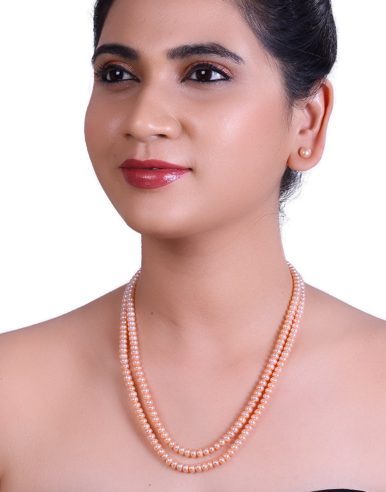 Desirable Half Round Pink Freshwater Pearl Necklace