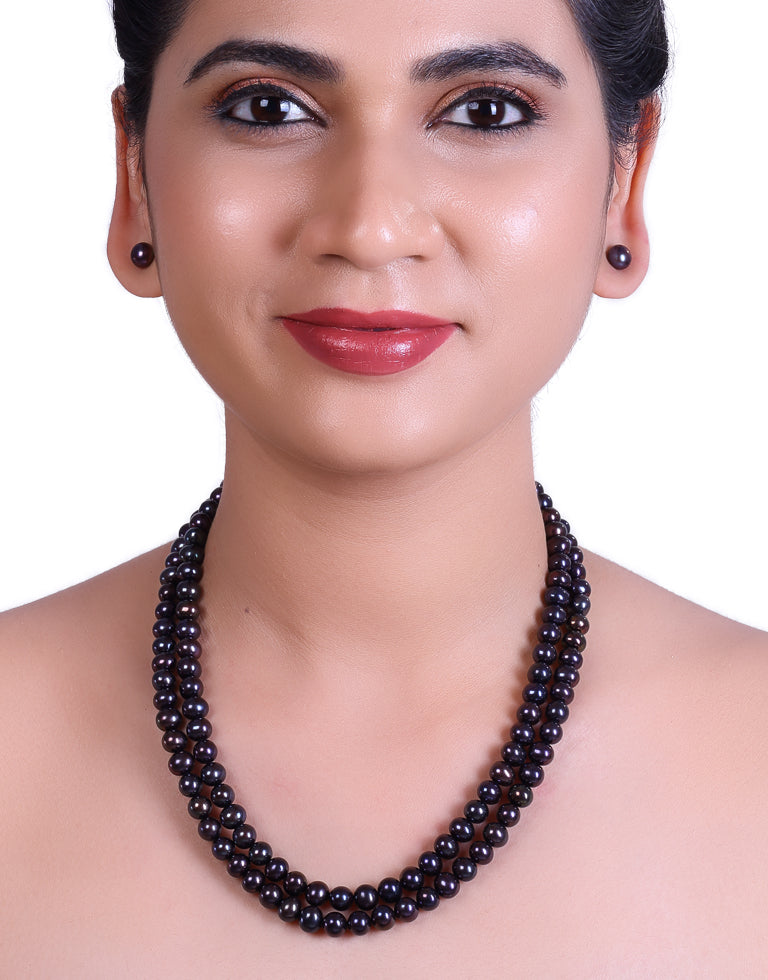 Surreal Round Black Freshwater Pearl Necklace