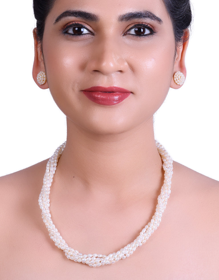 Radiant White Freshwater Rice Pearl Necklace