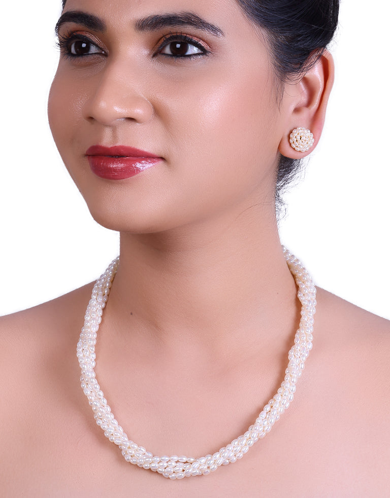 Radiant White Freshwater Rice Pearl Necklace