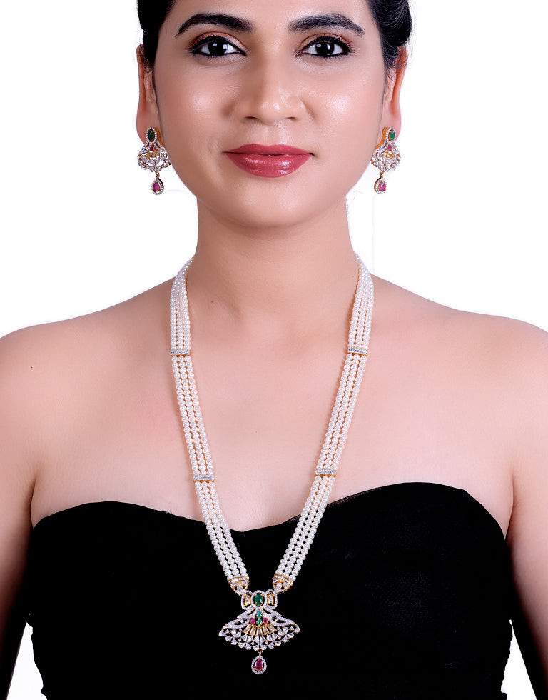 Exclusive Rani Haar With Freashwater Pearl & Cz Semi Precious Stone