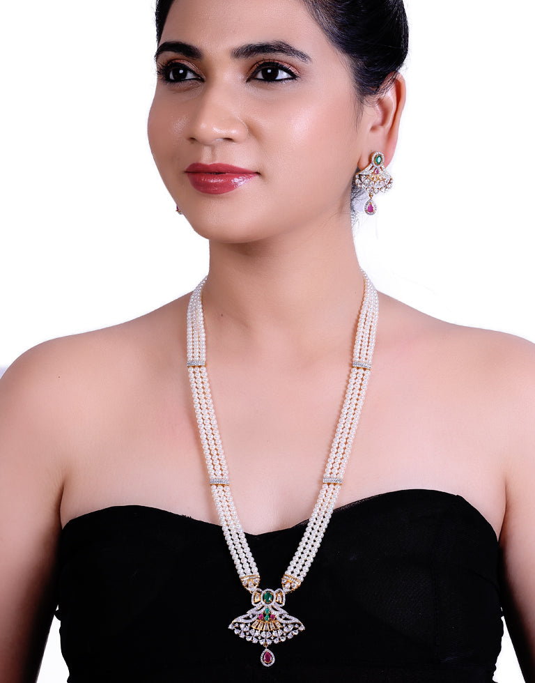 Exclusive Rani Haar With Freashwater Pearl & Cz Semi Precious Stone