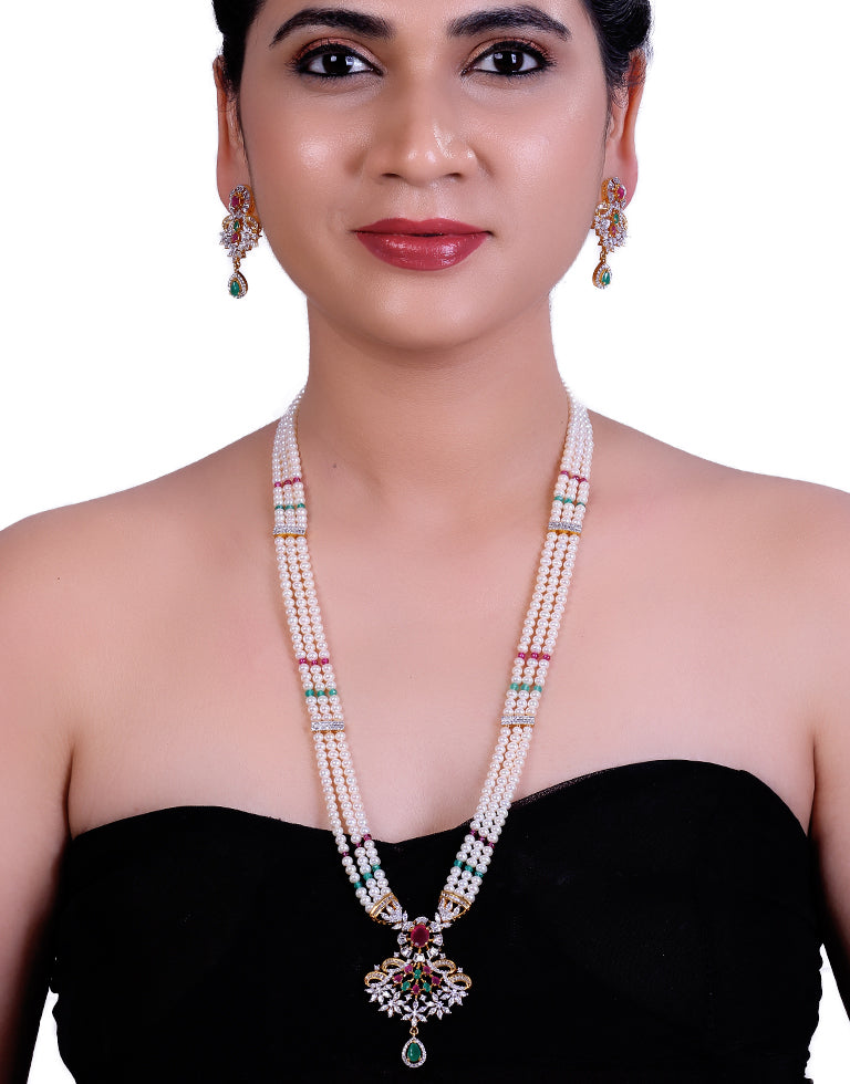 Exclusive Rani Haar With Freshwater Pearl & Cz Semi Precious Stone