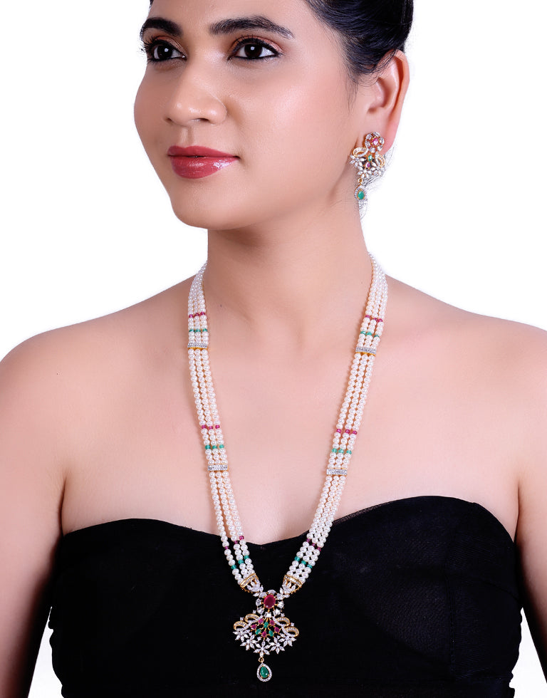 Exclusive Rani Haar With Freshwater Pearl & Cz Semi Precious Stone