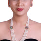 Freshwater Half Round Pearl Side Brooch Necklace Set