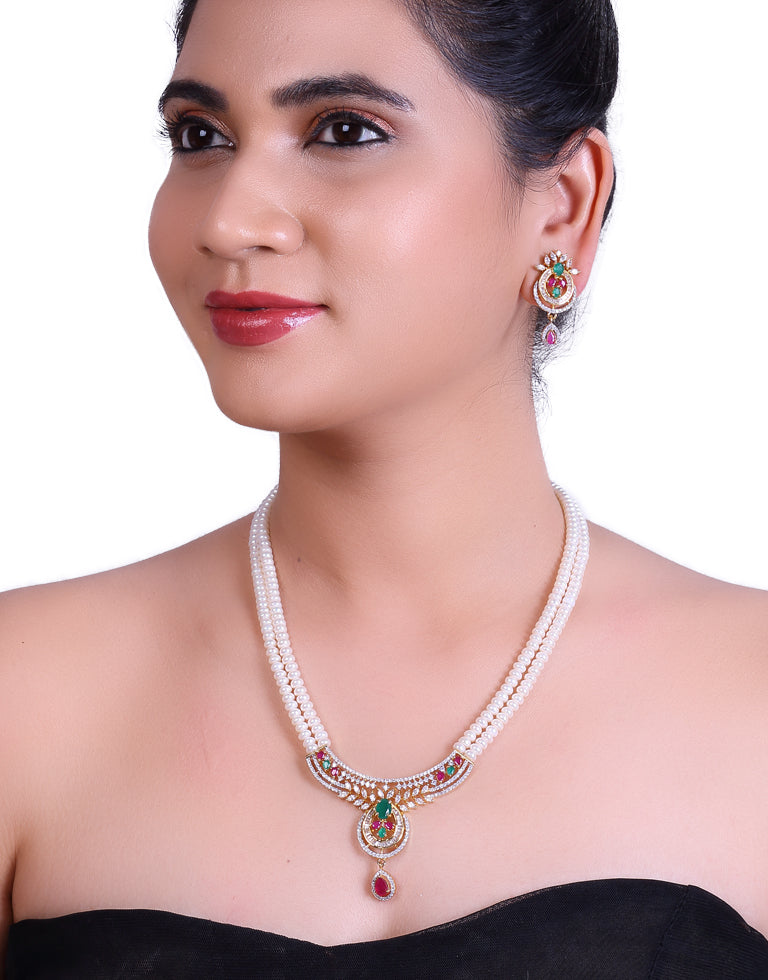 Maharani Designed White Cultured Pearl Set