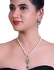 White Pearl Set with Olive Branch pendant
