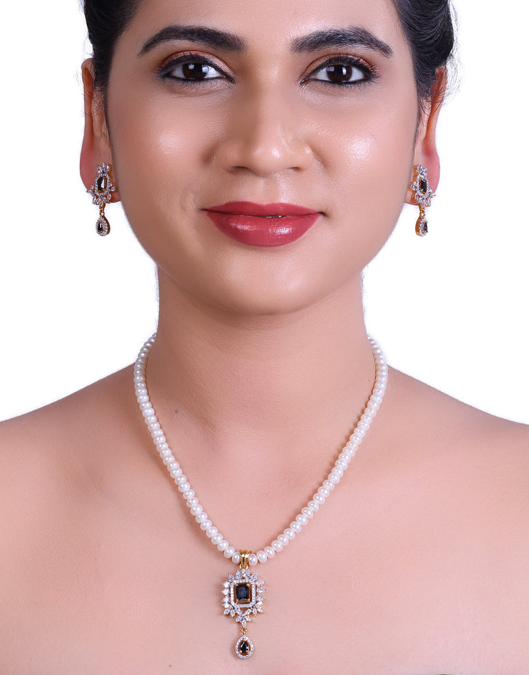 Slaty and White Freshwater Pearl Set