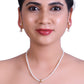 White Round Beaded Freshwater Pearl Set with Drop Shaped Dangled Pearls