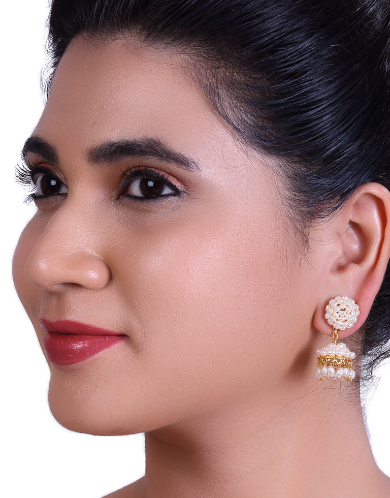 Traditional Freshwater Rice Pearl Tops With Jhumka Changeable