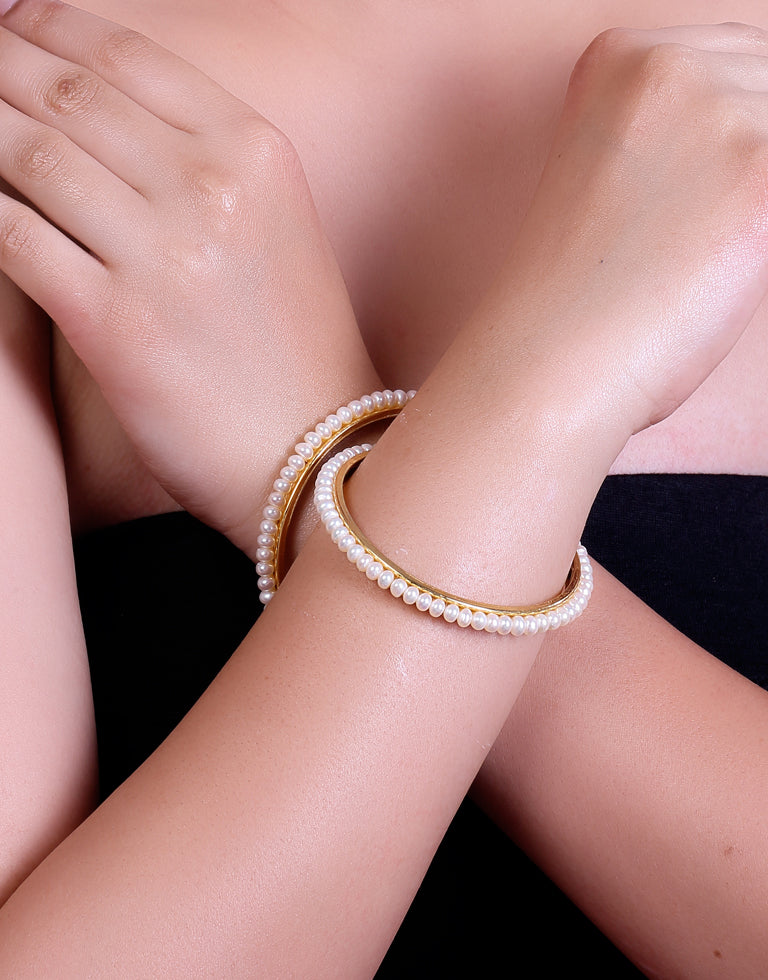 Half-round uniquely fine freshwater pearl bangles