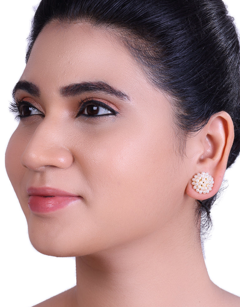 White Freshwater Seed Pearl Stud Earring