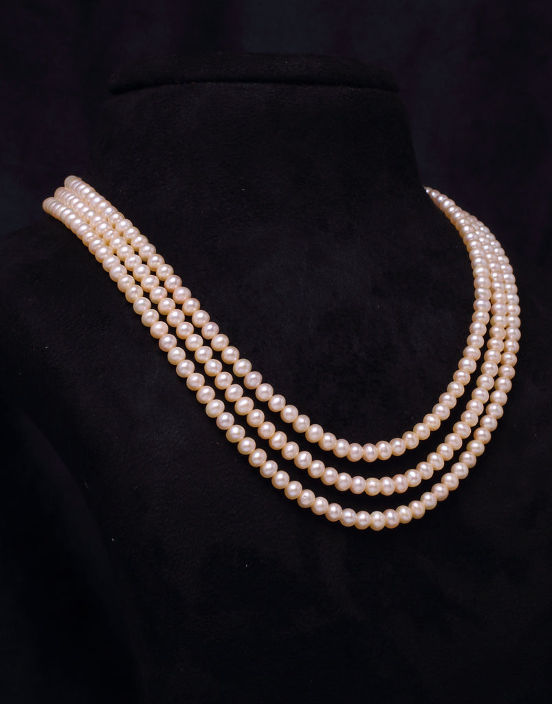 Triple Strand Pink Cultured Freshwater Pearl Necklace