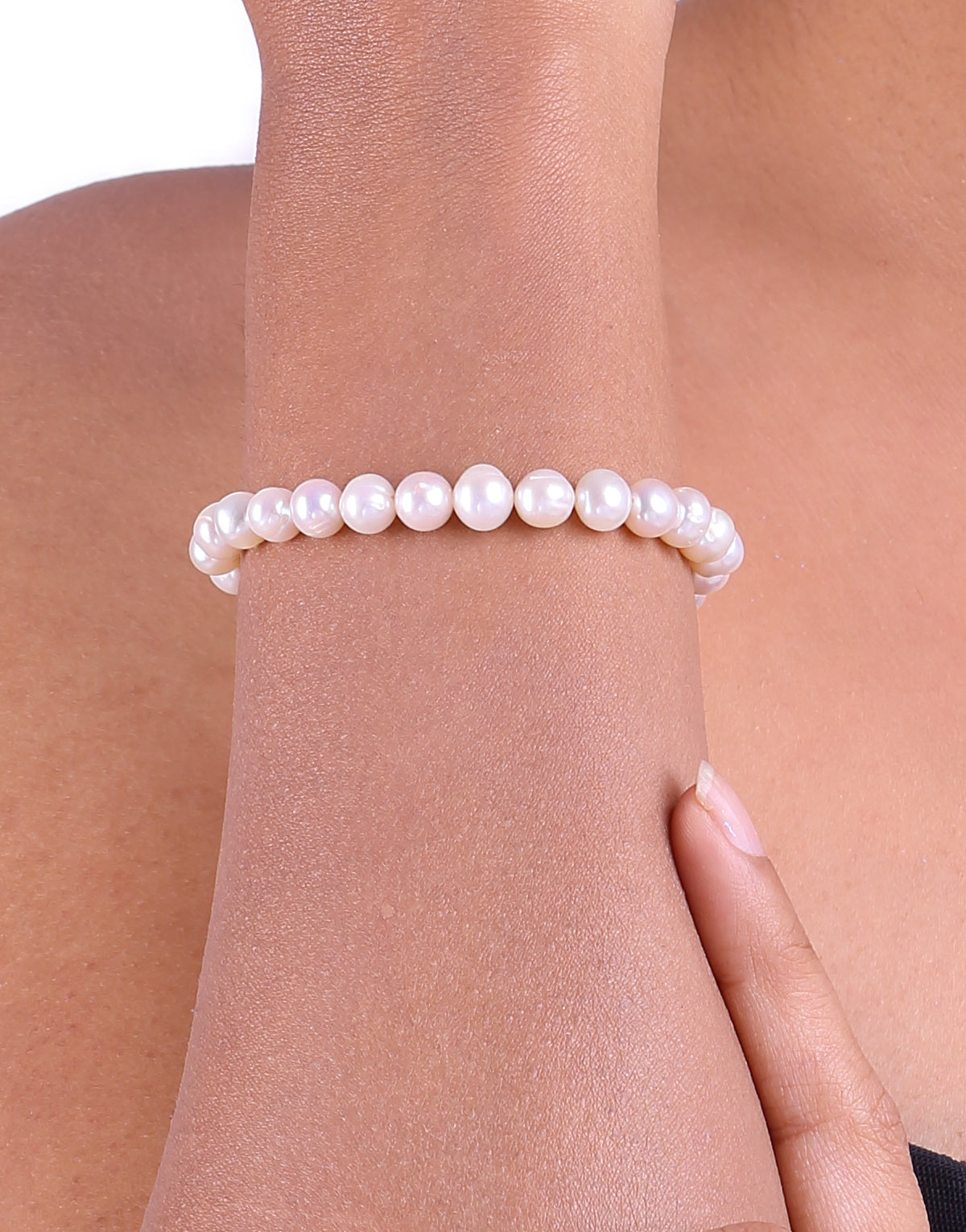 White Freshwater Round Pearl Bracelet