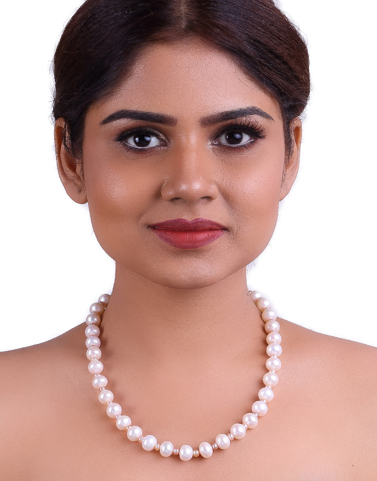 Gorgeous White & Pink Freshwater Pearl Necklace