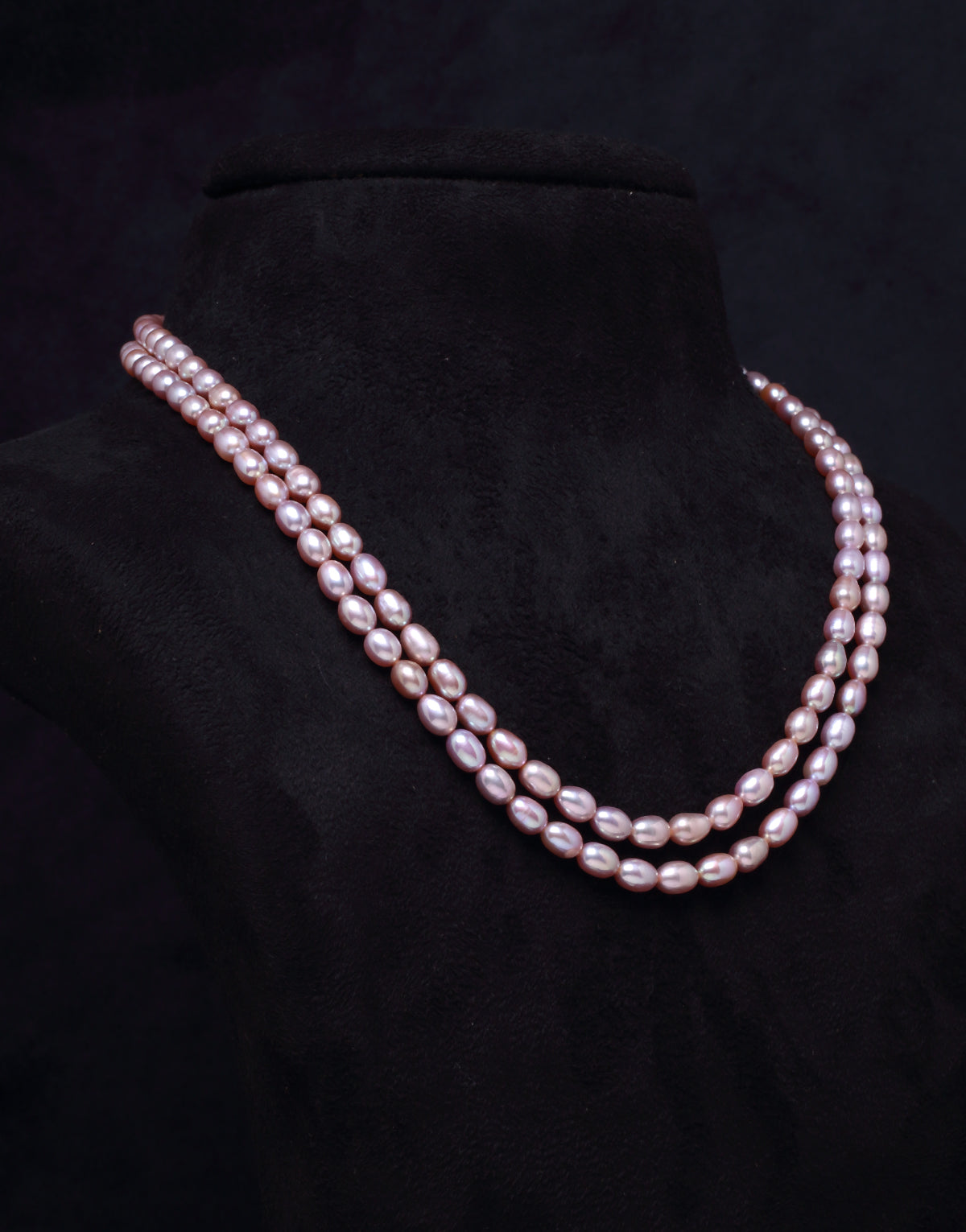 Bright Freshwater Oval shape Lavender Pearl Necklace