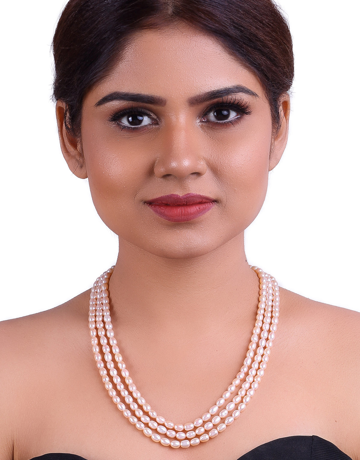Triple Strand Pink Freshwater Pearl Necklace