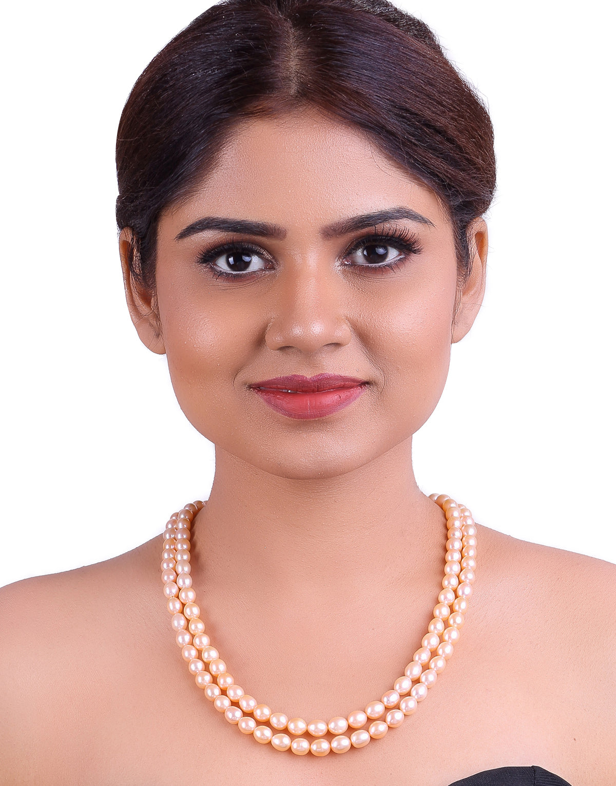 Bloomy and blowsy pink drop shape pearl necklace