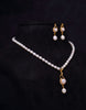 Beaded Pearl Neacklace Tangled With Sacrosant Cz Stone Pendant And Earrings
