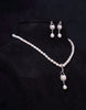 Beaded Pearl Neacklace Tangled With Sacrosant Cz Stone Pendant And Earrings
