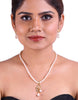 Oval Shaped Beaded Pearl With Cubic Ziconia Set Pendant And Earring