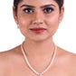 Cubic Zirconia Set In A Depicted Design, Oval Shaped Beaded Freshwater Pearl Set
