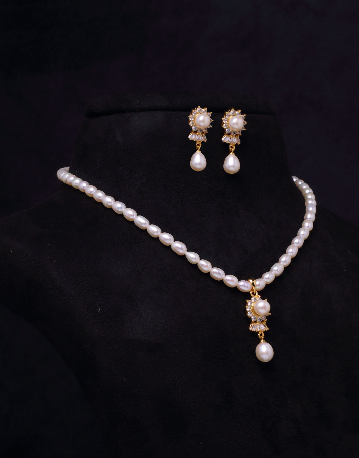 Serene Freshwater Pearl Set, With Cz Stone