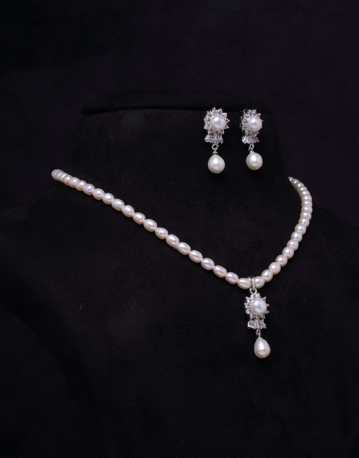 Serene Freshwater Pearl Set, With Cz Stone