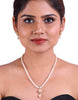 Flower Shaped Depicted Design Set In Cz Stones Tangled In Beaded Pearl Necklace Set