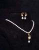 Swan Shaped Depicted Design Set In Semi Precious Stones With Beaded Pearl Necklace Set