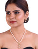 Swan Shaped Depicted Design Set In Semi Precious Stones With Beaded Pearl Necklace Set