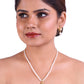 Cz Stones Set Around Round Freshwater Pearl Pendant Tangled In Beaded Pearl Necklace