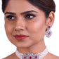 Lovely Sparkle- Freshwater Pearl Choker Set, With Cz Semi Precious Stone