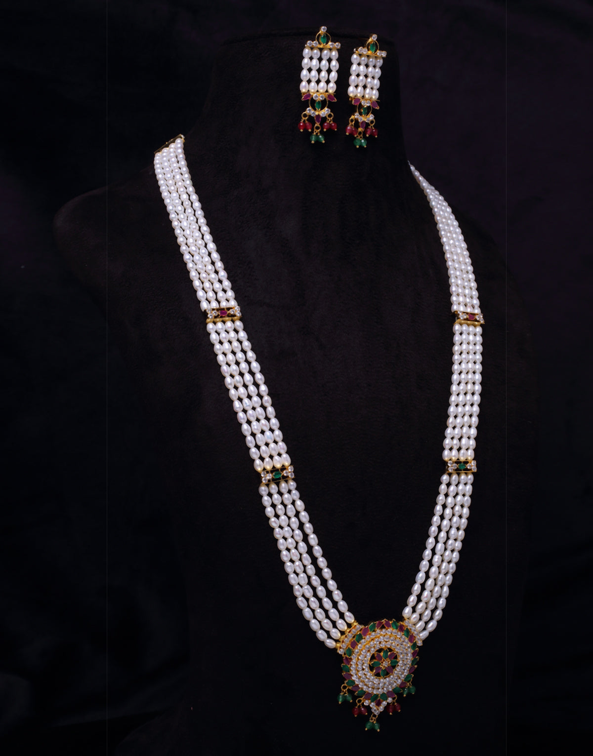 Traditinal Rani Haar With Freshwater Pearl & Semi Precious Stone