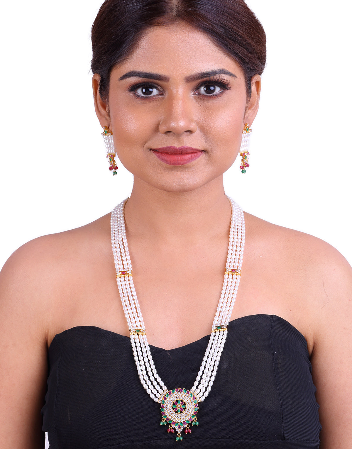 Traditinal Rani Haar With Freshwater Pearl & Semi Precious Stone