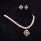 Lustrous and Dazzling Freshwater Button Pearl Set, With Cz Semi Precious Stone