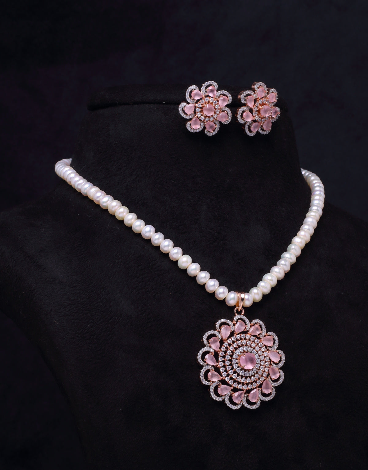 Sophisticated and Ideal Freshwater Pearl Set with Cz Semi Precious Stone